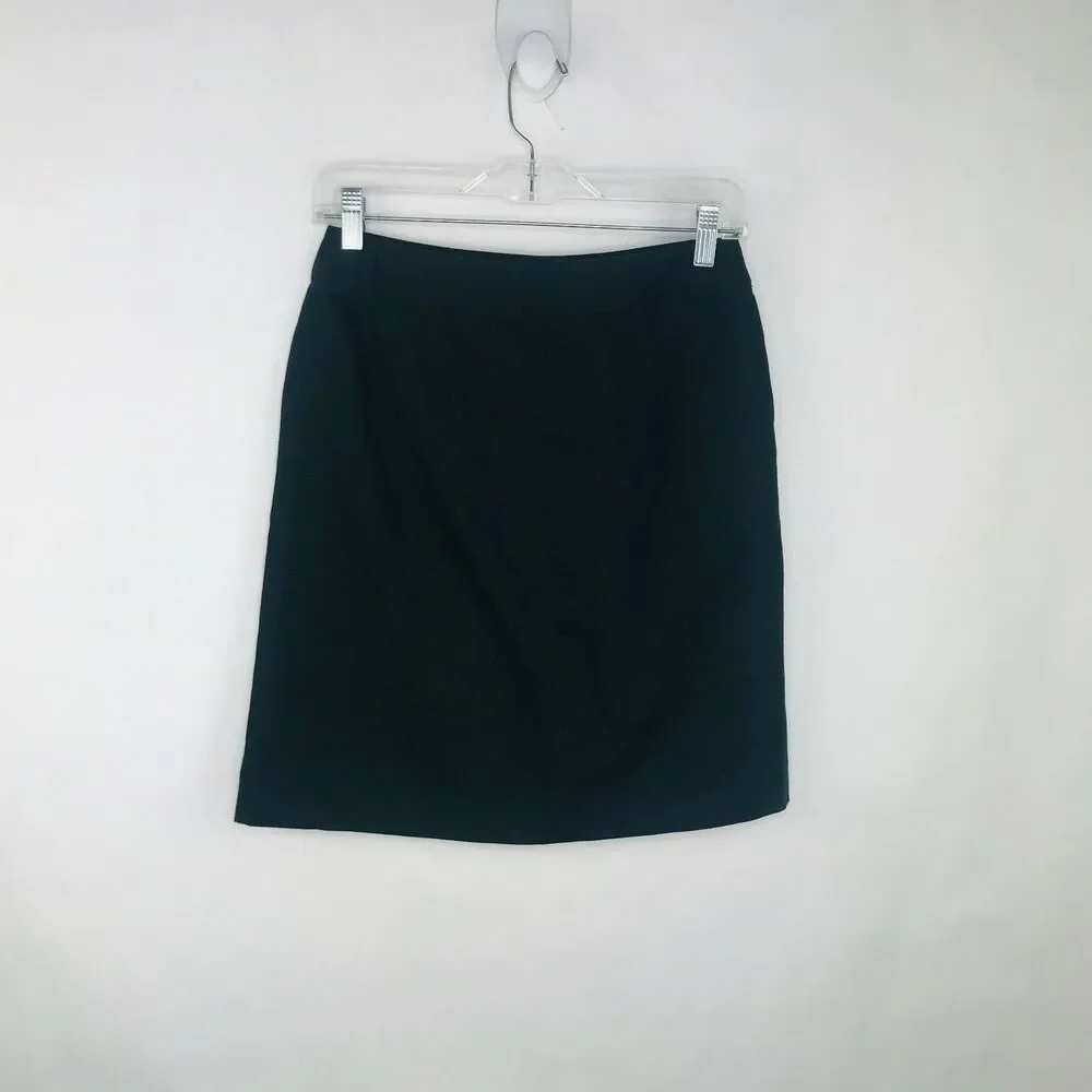 Ann Taylor Loft Skirt Women Size 4 Blue A-Line Button Front Red Embroidery